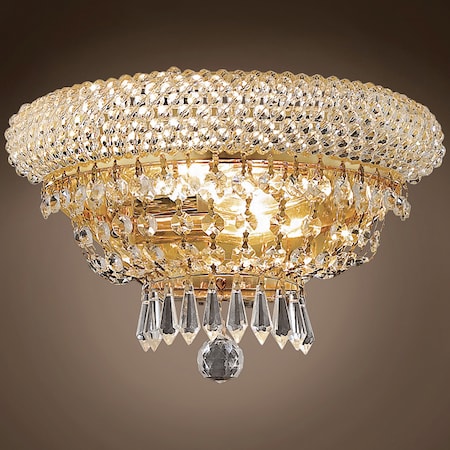 Bagel Design 2 Light 12" Gold Wall Sconce with Clear Asfour Crystals